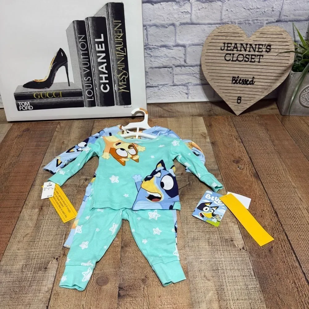 Bluey Disney Toddler 2pc Snug Fit Bluey Cotton Pajama Set - 12 Months, Blue NWT